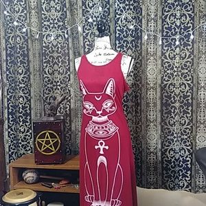 GODDESS BAST Egyptian Goddess Sleeveless Witchy Dress